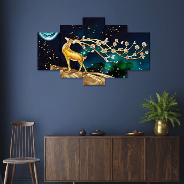 Nature Set of Five 3D Framed Paintings for Wall Decoration – Ideal for Home, Living Room, and Bedroom (75 x 43 CM)
