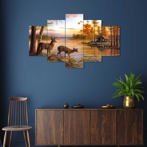 Nature Set of Five 3D Framed Paintings for Wall Decoration – Ideal for Home, Living Room, and Bedroom (75 x 43 CM)