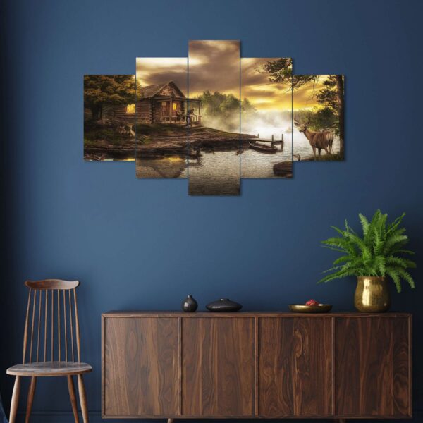 Nature Set of Five 3D Framed Paintings for Wall Decoration – Ideal for Home, Living Room, and Bedroom (75 x 43 CM)