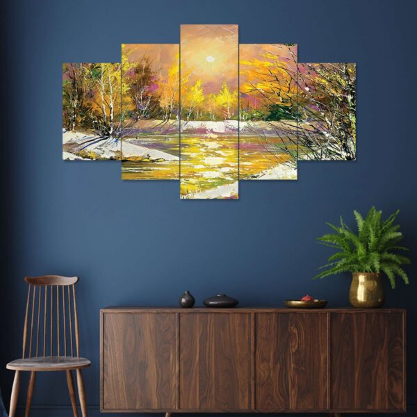 Modren Art Set of Five 3D Framed Paintings for Wall Decoration – Ideal for Home, Living Room, and Bedroom (75 x 43 CM)